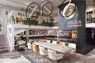 upscale 3d gastrobar design,restaurant interior, cafeterial layout,lounge render