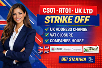 cs01, rt01, UK ltd strike off, UK address change, vat close and companies house