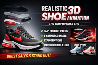 create realistic 3d shoe animation sneaker ads and footwear rendering