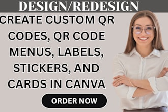 create custom qr codes, qr code menus, labels, stickers, and cards in canva