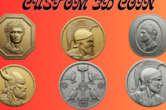 design custom 3d coin, challenge coins and medallions for printing and render