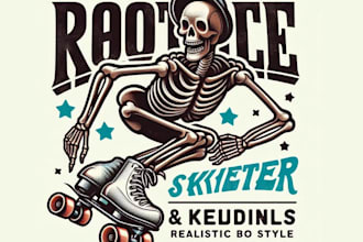 design high quality vintage roller skeleton skates logo