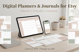 design aesthetic digital planners and journals for etsy