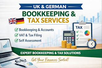 uk and german bookkeeping, vat, tax filing for hmrc and finanzamt