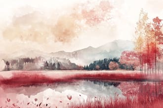 draw a watercolor landscape illustration