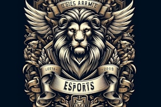 create vintage family lion crest coat of arms logo