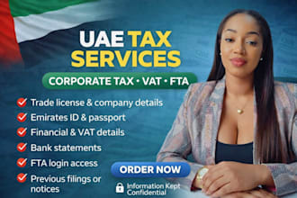 handle uae corporate tax, uae vat return,  uae tax filing and fta compliance