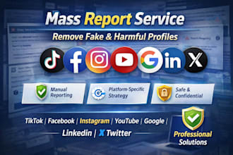 do mass reports for tiktok facebook instagram youtube google linkedin and x