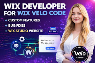 wix developer for wix velo code,add custom features,bug fixes,wix studio website