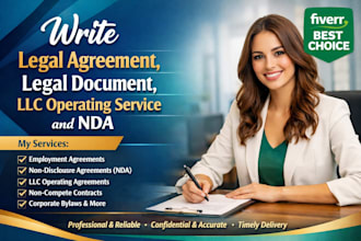write legal agreement, legal document, llc operating service and nda