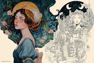 create illustrations in art nouveau style