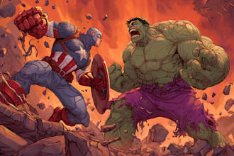 illustrate high quality superhero artwork for covers