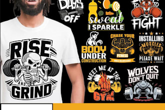 create high quality t shirt sports, fitness, gym, running, health care logo