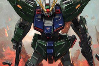 create retro mecha or scifi gundam art