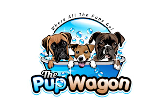 do pet shop, cat, dog custom logo with website and t shirt design