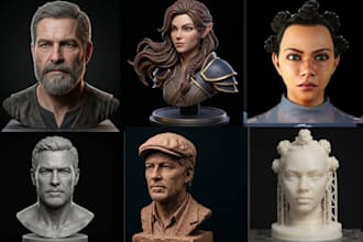 do 3d bust model 3d miniature statue, tabletop character and printable stl