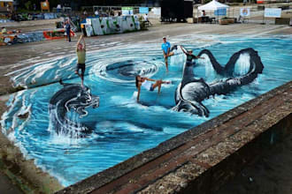 design 3d optical anamorphic illusion art for floors, wall prints, carpets