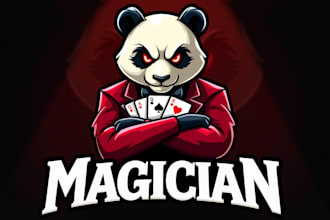 design creative magician panda logo with express delivery