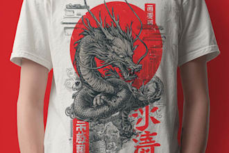 do japanese tshirt design or anime graphic custom t shirt