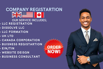 register your llc UK ltd canada corporation and get eintin