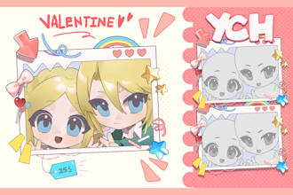 draw couple chibi from my ych template