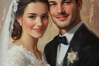 paint a family or couple portrait, handdrawn, noai