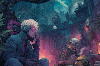 make detailed art of sci fi cyberpunk psychedelic artwork