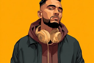 create custom cartoon music cover art for singles or albums