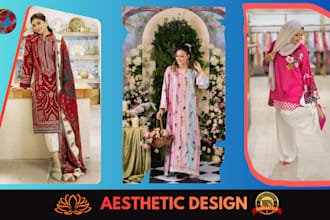 design modern saree and three piece textile pattern
