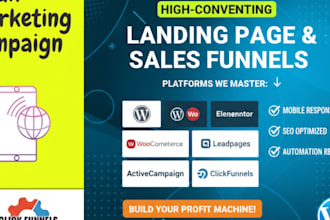 design wordpress elementor leadpage clickfunnel and activecampaign landing pages