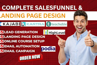 setup thrivecart salespage samcart leadpages zenler kajabi online course podia
