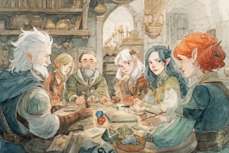 do a watercolor or fantasy portrait and dnd party