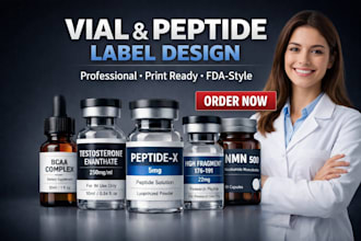 design professional vial label, peptide label and product label