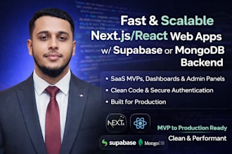 build a nextjs or react web app with supabase or mongodb