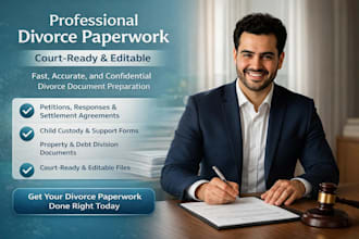 draft accurate legally structure divorce paperwork ready for court filling