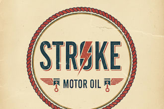 design a unique vintage stroke motor oil logo