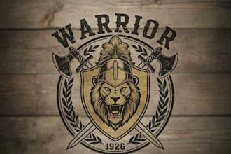 design a powerful vintage warrior logo for your brand