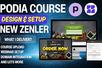 set up a podia or new zenler online course website, salesfunnel podia online cou