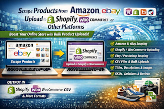 scrape products data from amazon and shopify product upload in ecommerce store