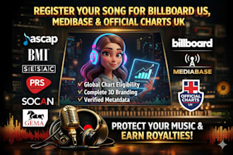 register your song for the billboard US, mediabase charts and official charts UK
