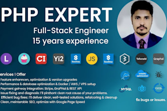 build, improve, and bug fix for PHP, laravel, codeigniter, cakephp, yii2, API