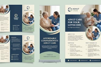design engaging clinic, medical, homecare, health brochure, flyer, trifold