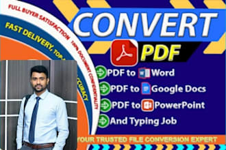 convert PDF to word, google docs, powerpoint, typing services