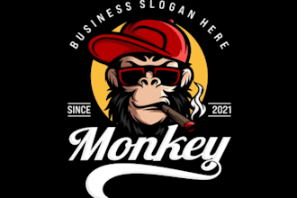 vintage monkey esport mascot logo with t shirt design