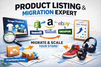 scrape product shopify teemill amazon ebay groupon bulk upload product migration