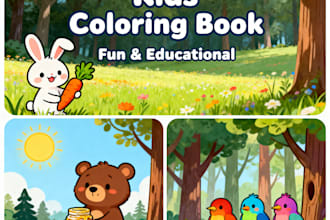 design cute kids coloring book with animals