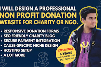 design a professional non profit donation website for charity or ngo