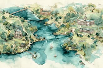 do custom watercolor wedding map