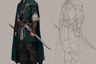 draw dnd character art, fantasy, illustration for concept art