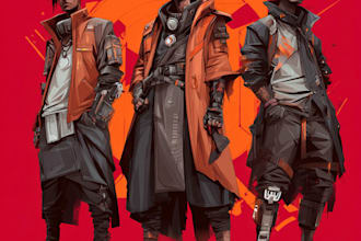 design cyberpunk and fantasy character splash art